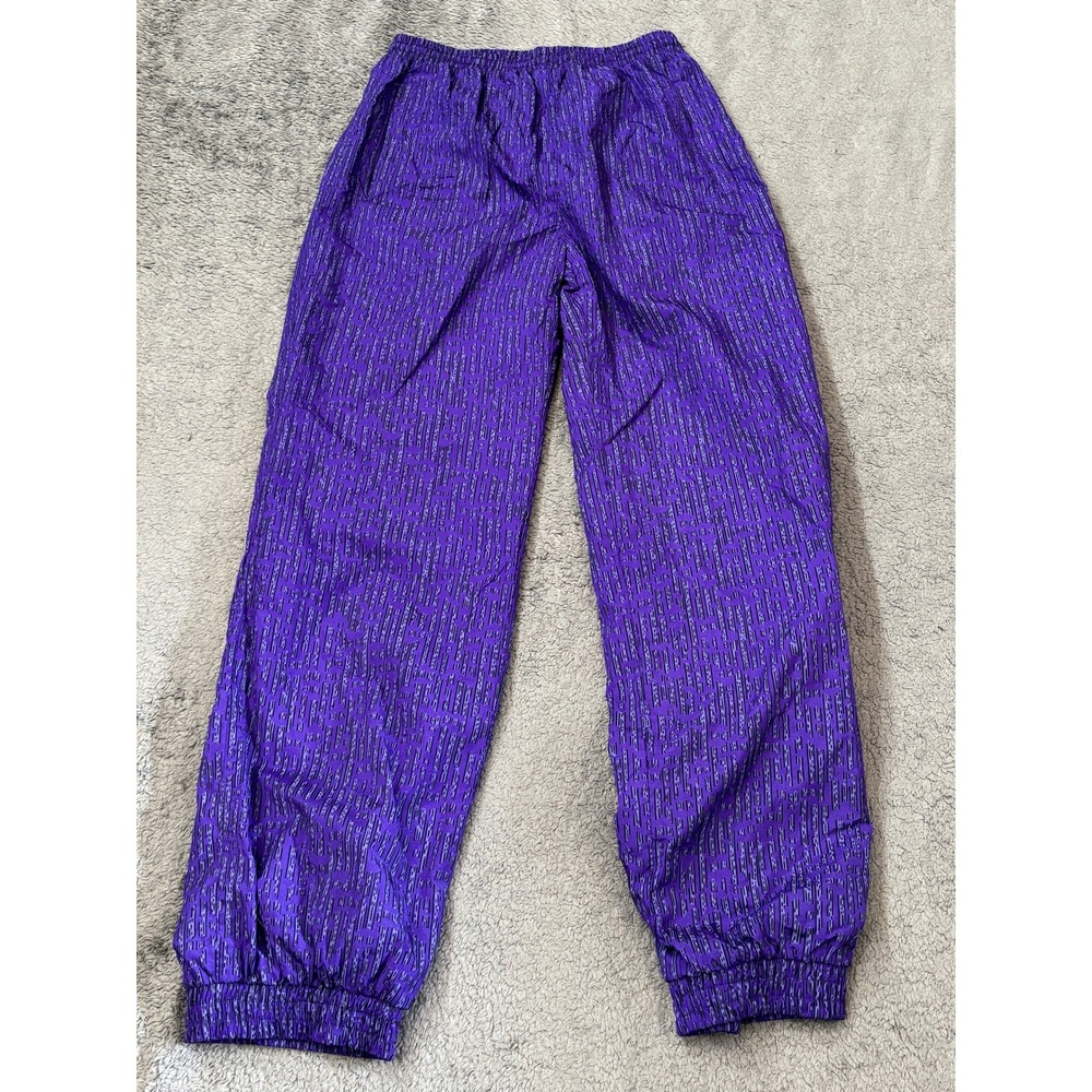 Vintage Kaelin Purple Patterned Nylon Windbreaker Pants Track Jogger Womens 8